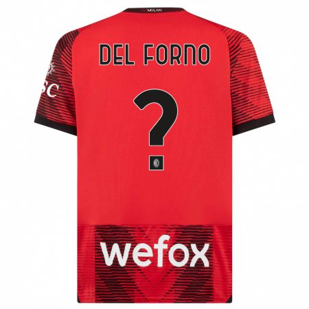 Kandiny Niño Camiseta Luca Del Forno #0 Negro Rojo 1ª Equipación 2023/24 La Camisa Chile