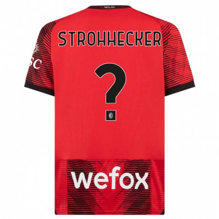 Kandiny Niño Camiseta Riccardo Strohhecker #0 Negro Rojo 1ª Equipación 2023/24 La Camisa Chile