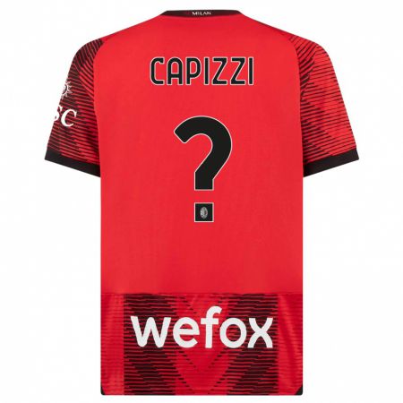 Kandiny Niño Camiseta Edoardo Capizzi #0 Negro Rojo 1ª Equipación 2023/24 La Camisa Chile