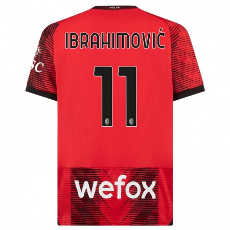 Kandiny Niño Camiseta Zlatan Ibrahimovic #11 Negro Rojo 1ª Equipación 2023/24 La Camisa Chile