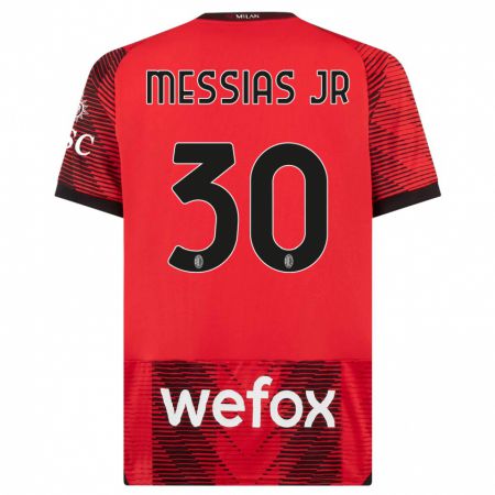 Kandiny Niño Camiseta Junior Messias #30 Negro Rojo 1ª Equipación 2023/24 La Camisa Chile