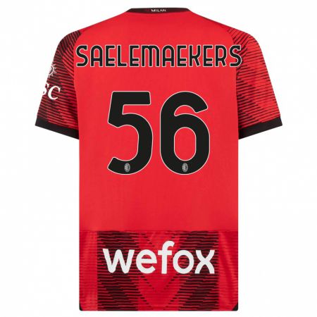 Kandiny Niño Camiseta Alexis Saelemaekers #56 Negro Rojo 1ª Equipación 2023/24 La Camisa Chile
