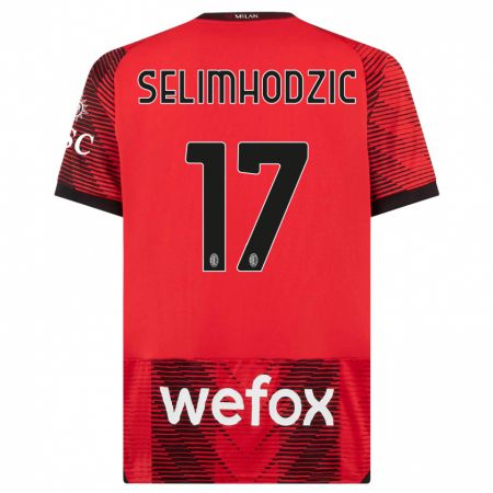 Kandiny Niño Camiseta Noa Selimhodzic #17 Negro Rojo 1ª Equipación 2023/24 La Camisa Chile