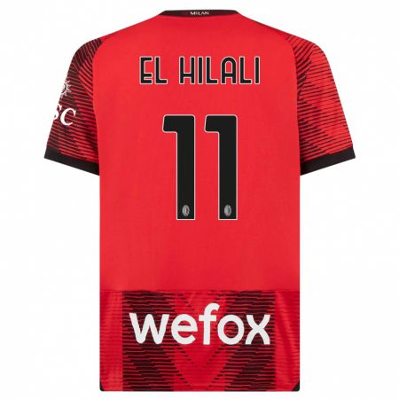 Kandiny Niño Camiseta Youns El Hilali #11 Negro Rojo 1ª Equipación 2023/24 La Camisa Chile