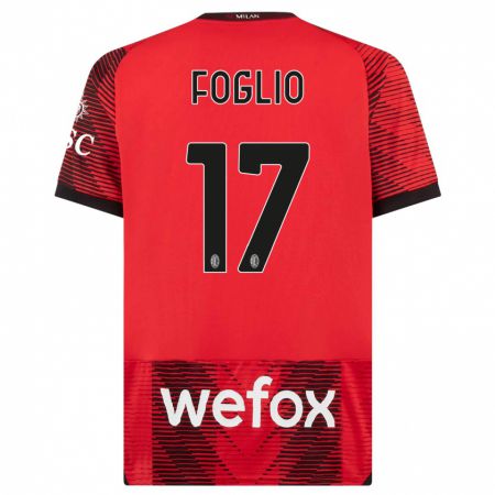 Kandiny Niño Camiseta Christian Foglio #17 Negro Rojo 1ª Equipación 2023/24 La Camisa Chile