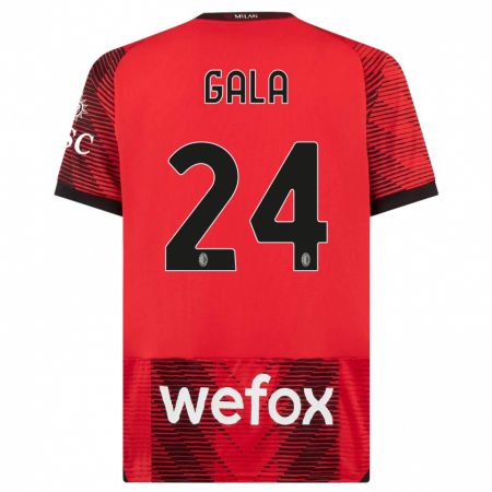 Kandiny Niño Camiseta Antonio Gala #24 Negro Rojo 1ª Equipación 2023/24 La Camisa Chile