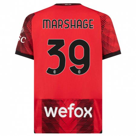 Kandiny Niño Camiseta Wilgot Marshage #39 Negro Rojo 1ª Equipación 2023/24 La Camisa Chile