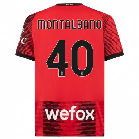 Kandiny Niño Camiseta Nicolo Montalbano #40 Negro Rojo 1ª Equipación 2023/24 La Camisa Chile