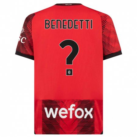 Kandiny Niño Camiseta Emanuele Benedetti #0 Negro Rojo 1ª Equipación 2023/24 La Camisa Chile