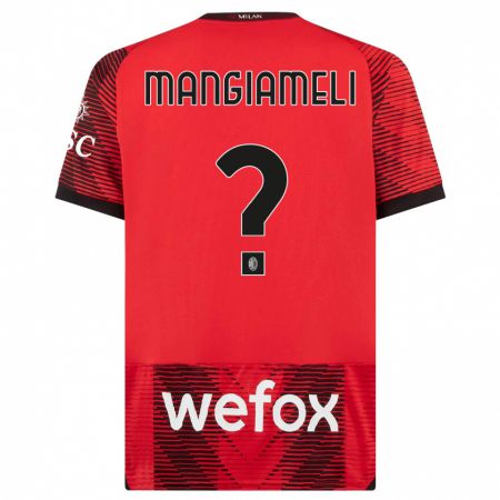 Kandiny Niño Camiseta Federico Mangiameli #0 Negro Rojo 1ª Equipación 2023/24 La Camisa Chile