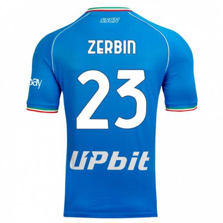 Kandiny Niño Camiseta Alessio Zerbin #23 Cielo Azul 1ª Equipación 2023/24 La Camisa Chile