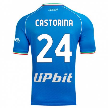 Kandiny Niño Camiseta Alessandro Castorina #24 Cielo Azul 1ª Equipación 2023/24 La Camisa Chile
