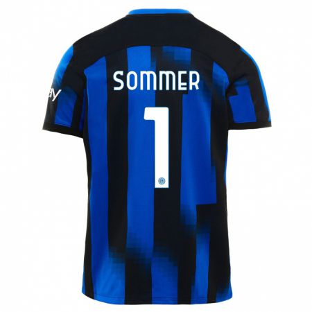 Kandiny Niño Camiseta Yann Sommer #1 Azul Negro 1ª Equipación 2023/24 La Camisa Chile