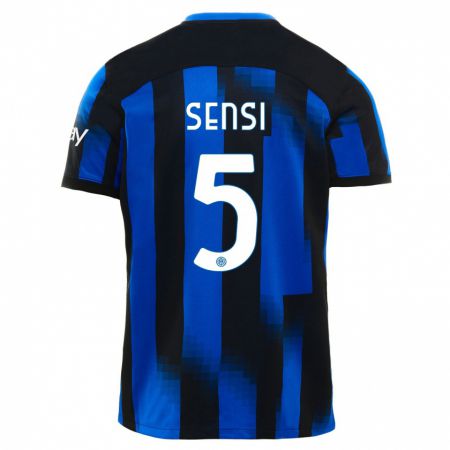 Kandiny Niño Camiseta Stefano Sensi #5 Azul Negro 1ª Equipación 2023/24 La Camisa Chile