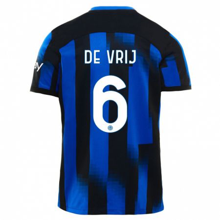Kandiny Niño Camiseta Stefan De Vrij #6 Azul Negro 1ª Equipación 2023/24 La Camisa Chile