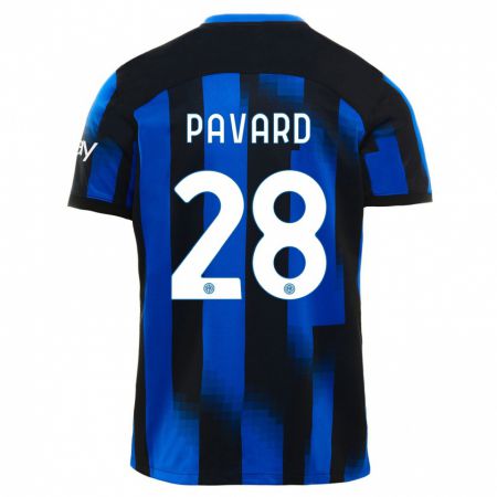 Kandiny Niño Camiseta Benjamin Pavard #28 Azul Negro 1ª Equipación 2023/24 La Camisa Chile