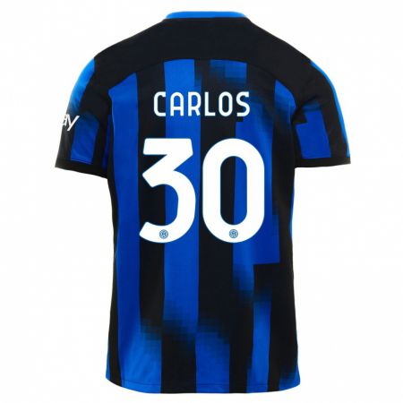 Kandiny Niño Camiseta Carlos Augusto #30 Azul Negro 1ª Equipación 2023/24 La Camisa Chile