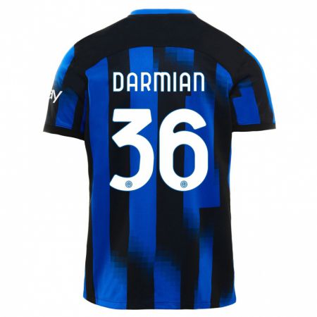 Kandiny Niño Camiseta Matteo Darmian #36 Azul Negro 1ª Equipación 2023/24 La Camisa Chile