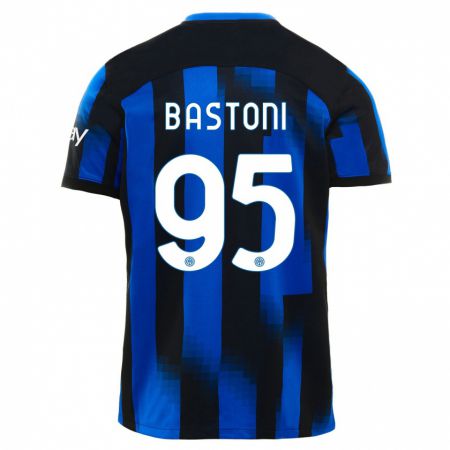 Kandiny Niño Camiseta Alessandro Bastoni #95 Azul Negro 1ª Equipación 2023/24 La Camisa Chile