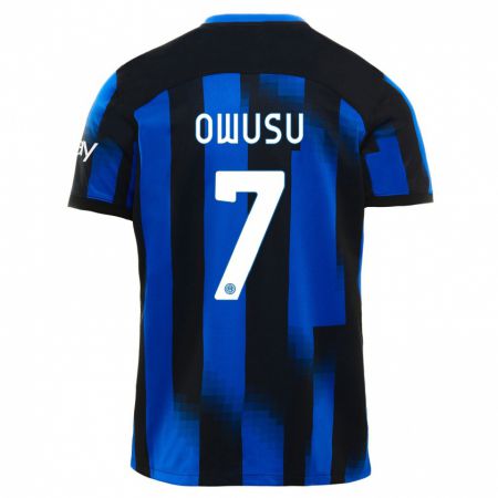 Kandiny Niño Camiseta Enoch Owusu #7 Azul Negro 1ª Equipación 2023/24 La Camisa Chile