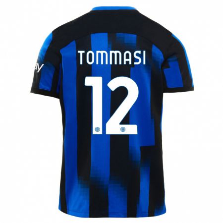 Kandiny Niño Camiseta Francesco Tommasi #12 Azul Negro 1ª Equipación 2023/24 La Camisa Chile