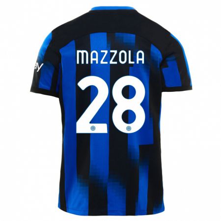 Kandiny Niño Camiseta Giuseppe Mazzola #28 Azul Negro 1ª Equipación 2023/24 La Camisa Chile