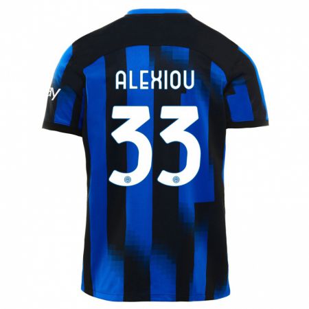 Kandiny Niño Camiseta Christos Alexiou #33 Azul Negro 1ª Equipación 2023/24 La Camisa Chile