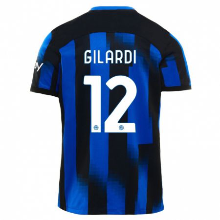 Kandiny Niño Camiseta Astrid Gilardi #12 Azul Negro 1ª Equipación 2023/24 La Camisa Chile