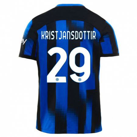 Kandiny Niño Camiseta Anna Bjork Kristjansdottir #29 Azul Negro 1ª Equipación 2023/24 La Camisa Chile