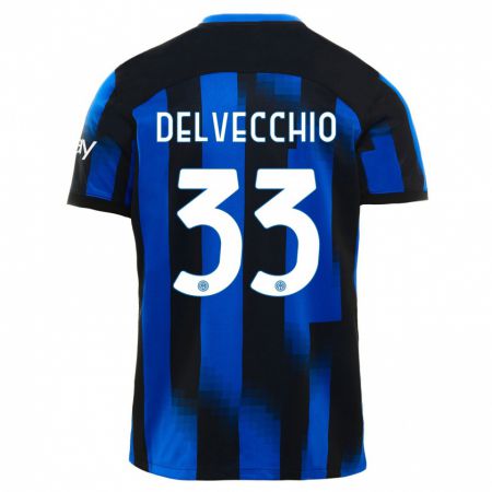 Kandiny Niño Camiseta Gabriele Delvecchio #33 Azul Negro 1ª Equipación 2023/24 La Camisa Chile