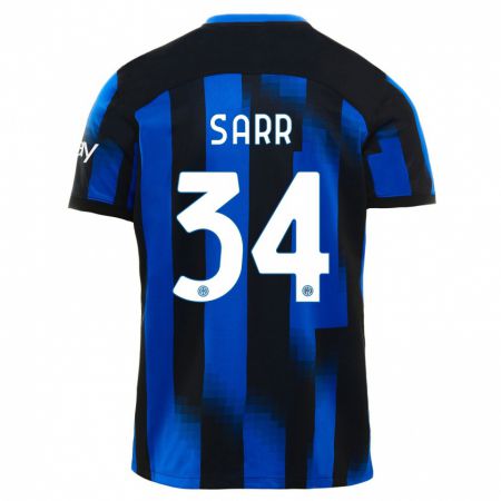 Kandiny Niño Camiseta Amadou Sarr #34 Azul Negro 1ª Equipación 2023/24 La Camisa Chile