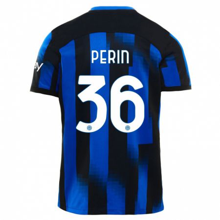 Kandiny Niño Camiseta Nicolo Perin #36 Azul Negro 1ª Equipación 2023/24 La Camisa Chile