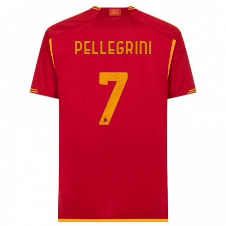 Kandiny Niño Camiseta Lorenzo Pellegrini #7 Rojo 1ª Equipación 2023/24 La Camisa Chile