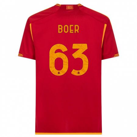 Kandiny Niño Camiseta Pietro Boer #63 Rojo 1ª Equipación 2023/24 La Camisa Chile