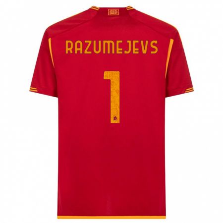 Kandiny Niño Camiseta Vladislavs Razumejevs #1 Rojo 1ª Equipación 2023/24 La Camisa Chile