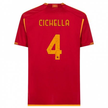 Kandiny Niño Camiseta Matteo Cichella #4 Rojo 1ª Equipación 2023/24 La Camisa Chile