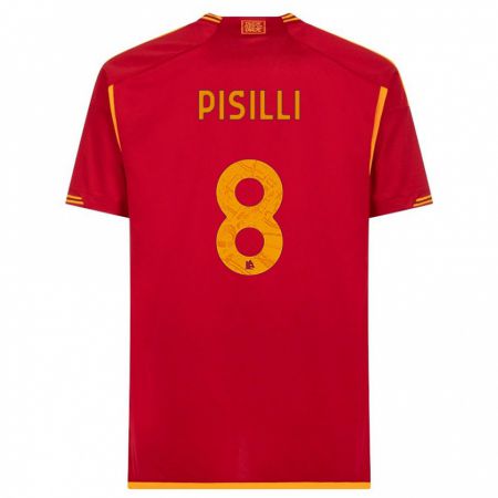Kandiny Niño Camiseta Niccolò Pisilli #8 Rojo 1ª Equipación 2023/24 La Camisa Chile