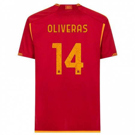Kandiny Niño Camiseta Jan Oliveras #14 Rojo 1ª Equipación 2023/24 La Camisa Chile