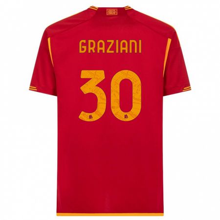 Kandiny Niño Camiseta Leonardo Graziani #30 Rojo 1ª Equipación 2023/24 La Camisa Chile