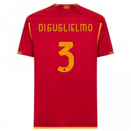 Kandiny Niño Camiseta Lucia Di Guglielmo #3 Rojo 1ª Equipación 2023/24 La Camisa Chile