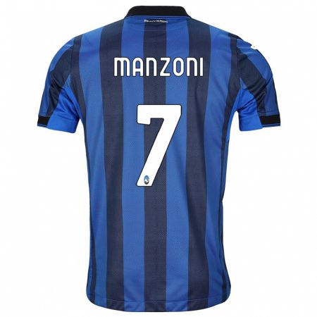 Kandiny Niño Camiseta Alberto Manzoni #7 Azul Negro 1ª Equipación 2023/24 La Camisa Chile