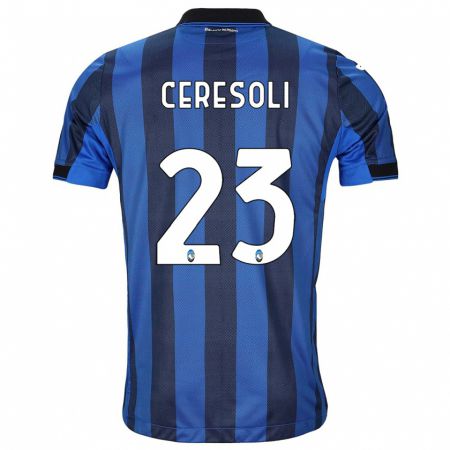 Kandiny Niño Camiseta Andrea Ceresoli #23 Azul Negro 1ª Equipación 2023/24 La Camisa Chile
