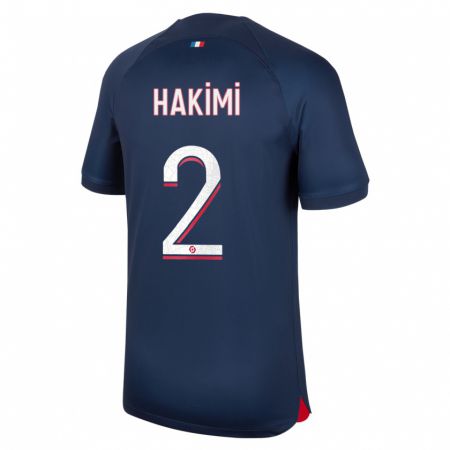 Kandiny Niño Camiseta Achraf Hakimi #2 Azul Rojo 1ª Equipación 2023/24 La Camisa Chile