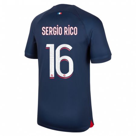 Kandiny Niño Camiseta Sergio Rico #16 Azul Rojo 1ª Equipación 2023/24 La Camisa Chile