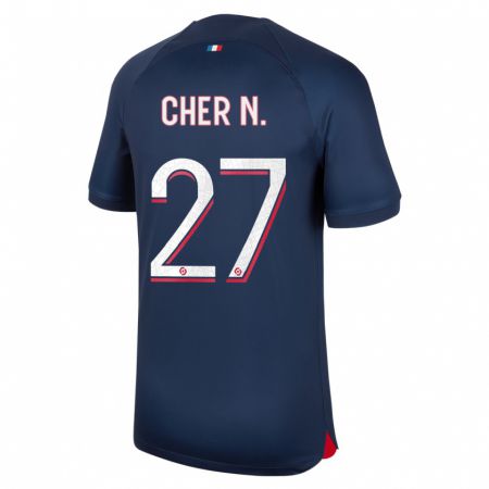 Kandiny Niño Camiseta Cher Ndour #27 Azul Rojo 1ª Equipación 2023/24 La Camisa Chile