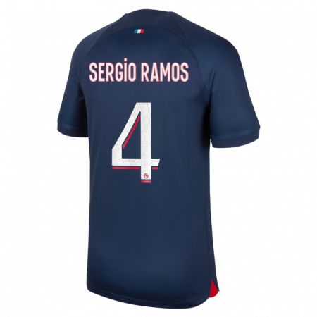 Kandiny Niño Camiseta Sergio Ramos #4 Azul Rojo 1ª Equipación 2023/24 La Camisa Chile