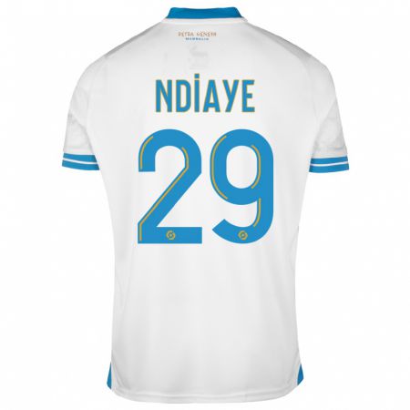 Kandiny Niño Camiseta Iliman Ndiaye #29 Blanco 1ª Equipación 2023/24 La Camisa Chile