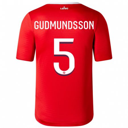 Kandiny Niño Camiseta Gabriel Gudmundsson #5 Rojo 1ª Equipación 2023/24 La Camisa Chile