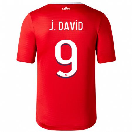 Kandiny Niño Camiseta Jonathan David #9 Rojo 1ª Equipación 2023/24 La Camisa Chile