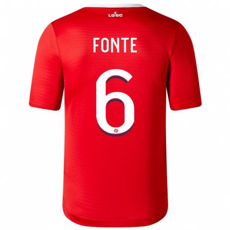 Kandiny Niño Camiseta Jose Fonte #6 Rojo 1ª Equipación 2023/24 La Camisa Chile